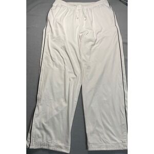 VTG Boast Mens White Track Pants XL Black Stripe Elastic Waist Athletic Joggers